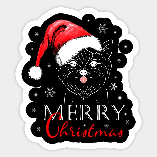 Merry Christmas Yorkshire Santa Gift For Dog Lover Sticker by ROMANSAVINRST